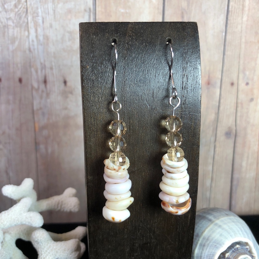 Boho Seashell Earrings with Sparkle